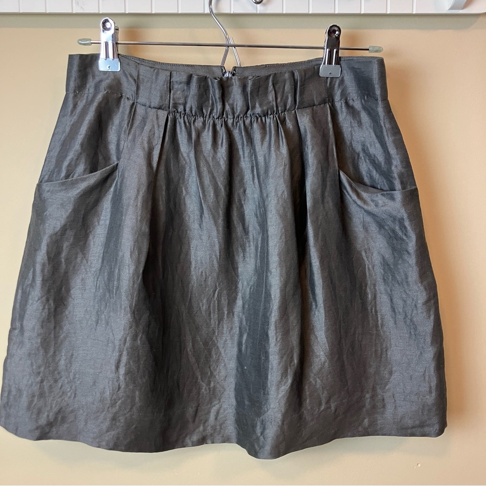 J. CREW Linen Silk Blend Mini Skirt Women’s Size 0 Gray Gunmetal Metallic
